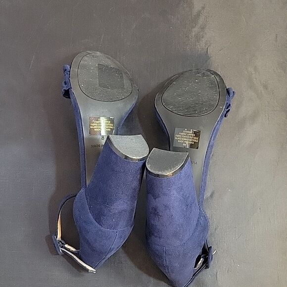 KAARI BLUE RUFFLE BLOCK HEEL OPEN TOE ADJUSTABLE BUCKLE ANKLE STRAP SANDAL - Picture 11 of 16